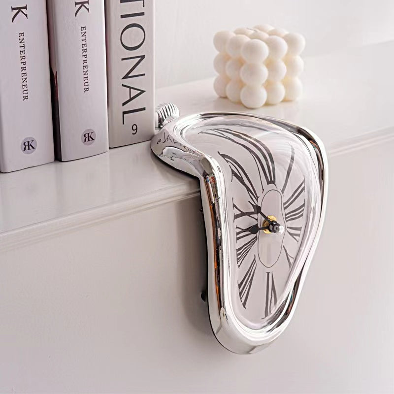 Melting Clock — Polished Silver